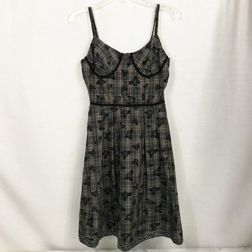 Y APPAREL Corset Plaid Velvet Floral Print Dress S
